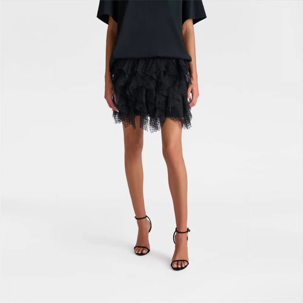 KBB by KAHLANA Women's 'The Ruffle Mini Skirt' -Black L